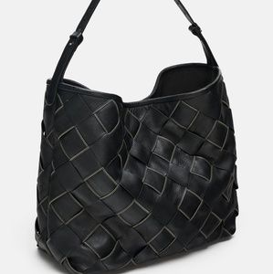Zara Woven Leather Oversized Bucket Bag - NWT
